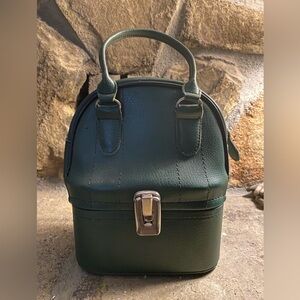 Vintage Green Leather Train Case